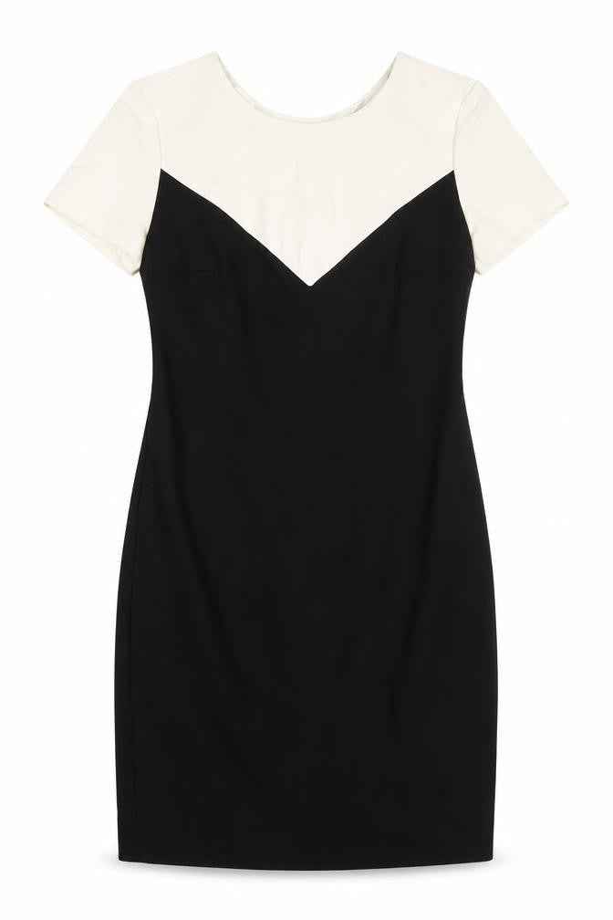 Oui Womens Black Colourblock Polyester Bodycon Size 10 Round Neck Zip