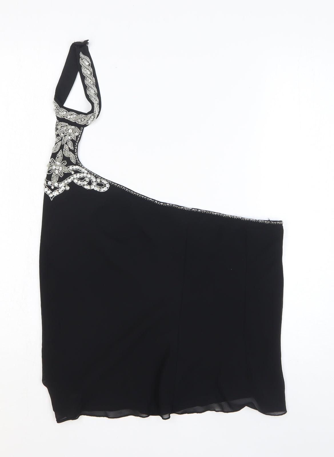 NEXT Womens Black Polyester Basic T-Shirt Size 16 One Shoulder