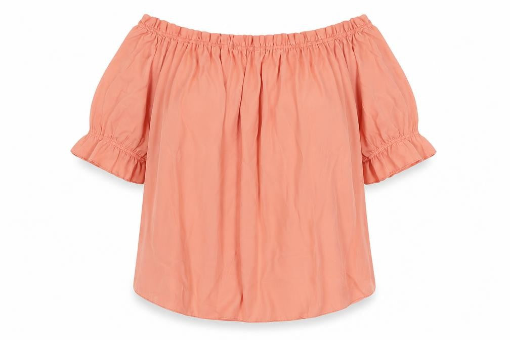 New Look Womens Pink Polyester Basic Blouse Size 12 Off the Shoulder