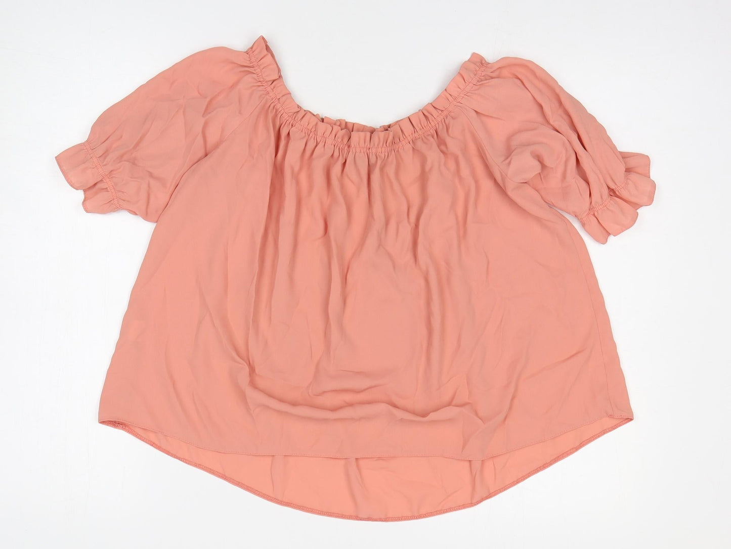 New Look Womens Pink Polyester Basic Blouse Size 12 Off the Shoulder