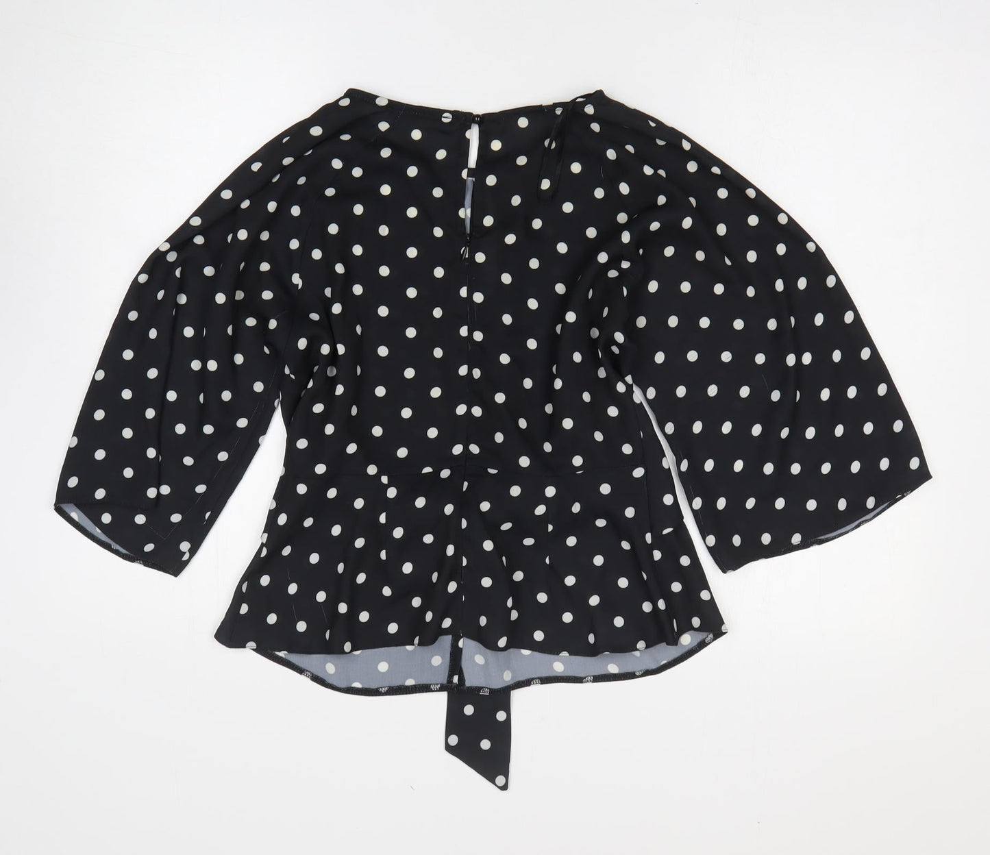 Select Womens Black Polka Dot Polyester Basic T-Shirt Size 10 Round Neck