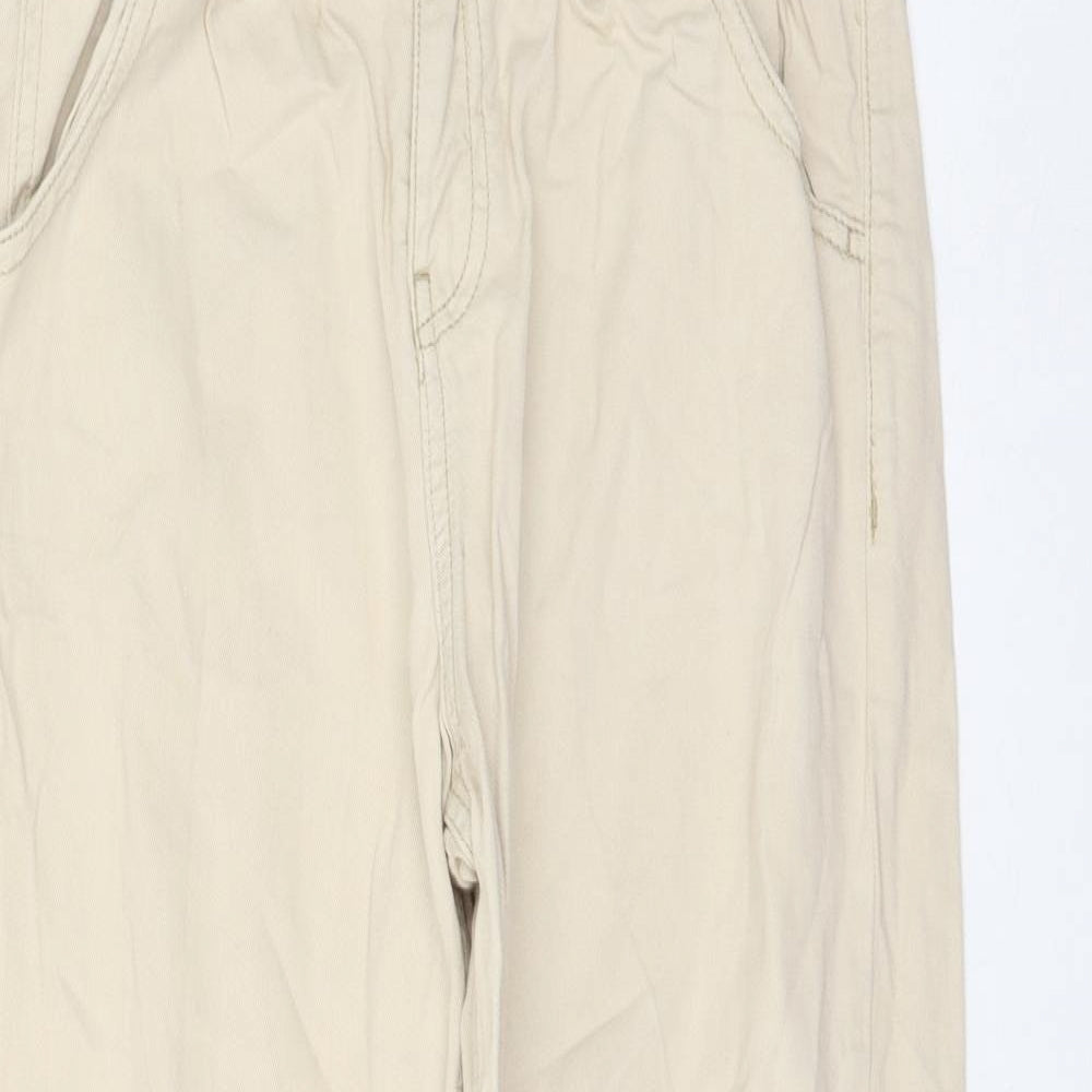 Stradivarius Womens Ivory Cotton Chino Trousers Size 6 L26 in Regular Zip