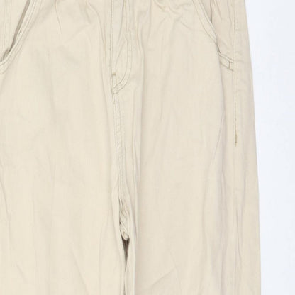 Stradivarius Womens Ivory Cotton Chino Trousers Size 6 L26 in Regular Zip
