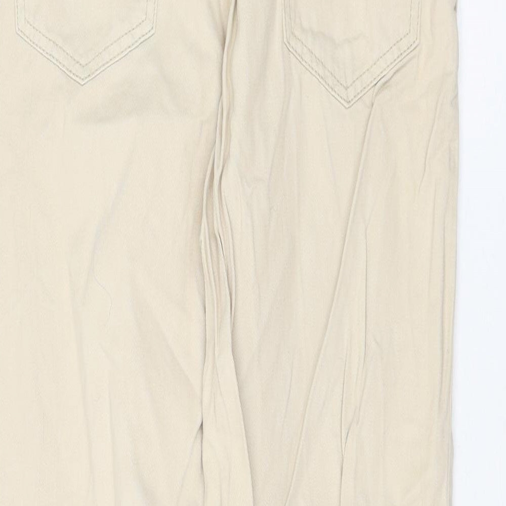 Stradivarius Womens Ivory Cotton Chino Trousers Size 6 L26 in Regular Zip