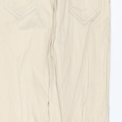 Stradivarius Womens Ivory Cotton Chino Trousers Size 6 L26 in Regular Zip