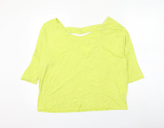 South Womens Yellow Viscose Basic Blouse Size 14 Round Neck