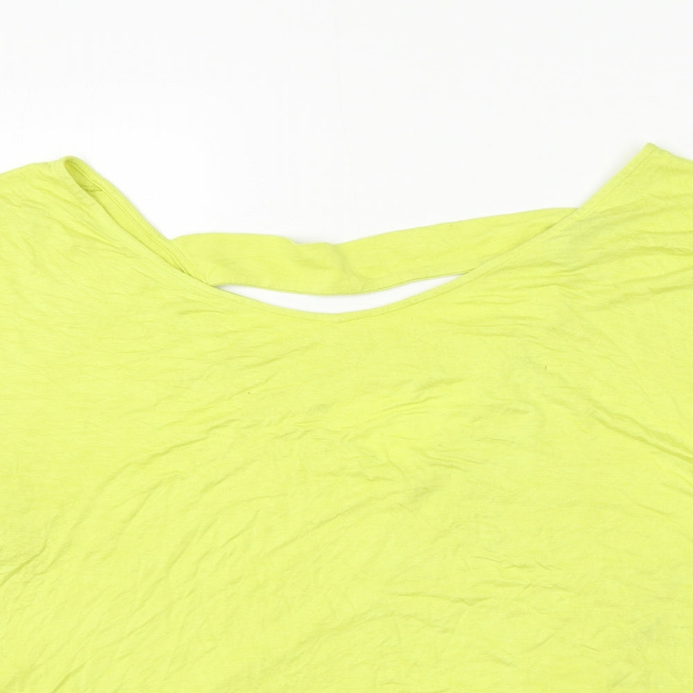 South Womens Yellow Viscose Basic Blouse Size 14 Round Neck