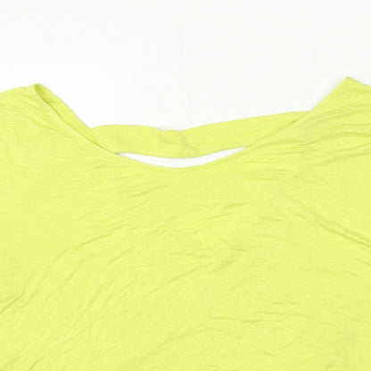 South Womens Yellow Viscose Basic Blouse Size 14 Round Neck