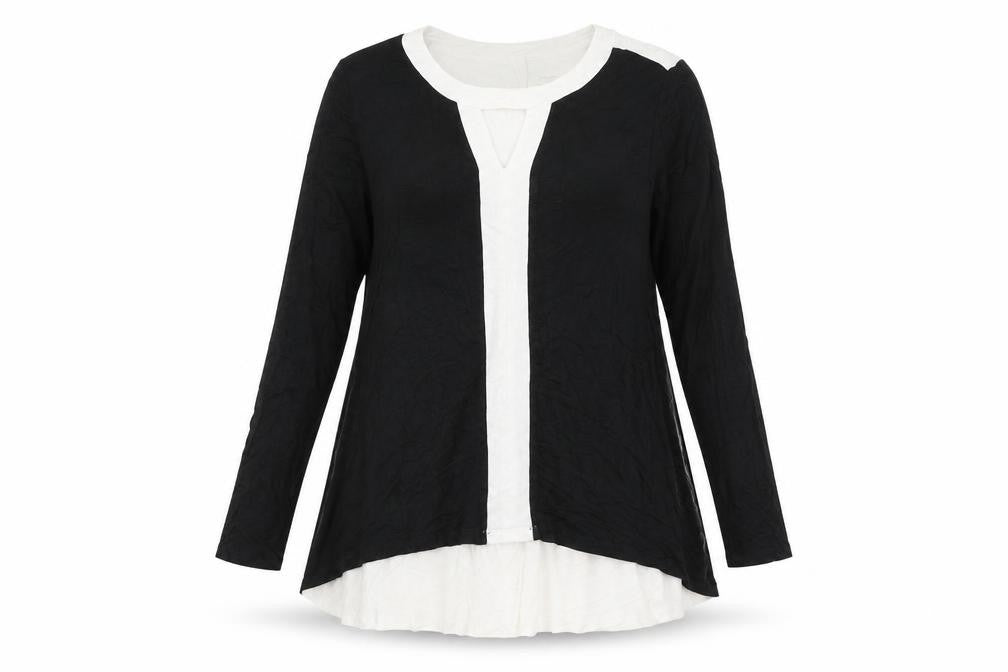 Grace Womens Black Viscose Basic Blouse Size L V-Neck