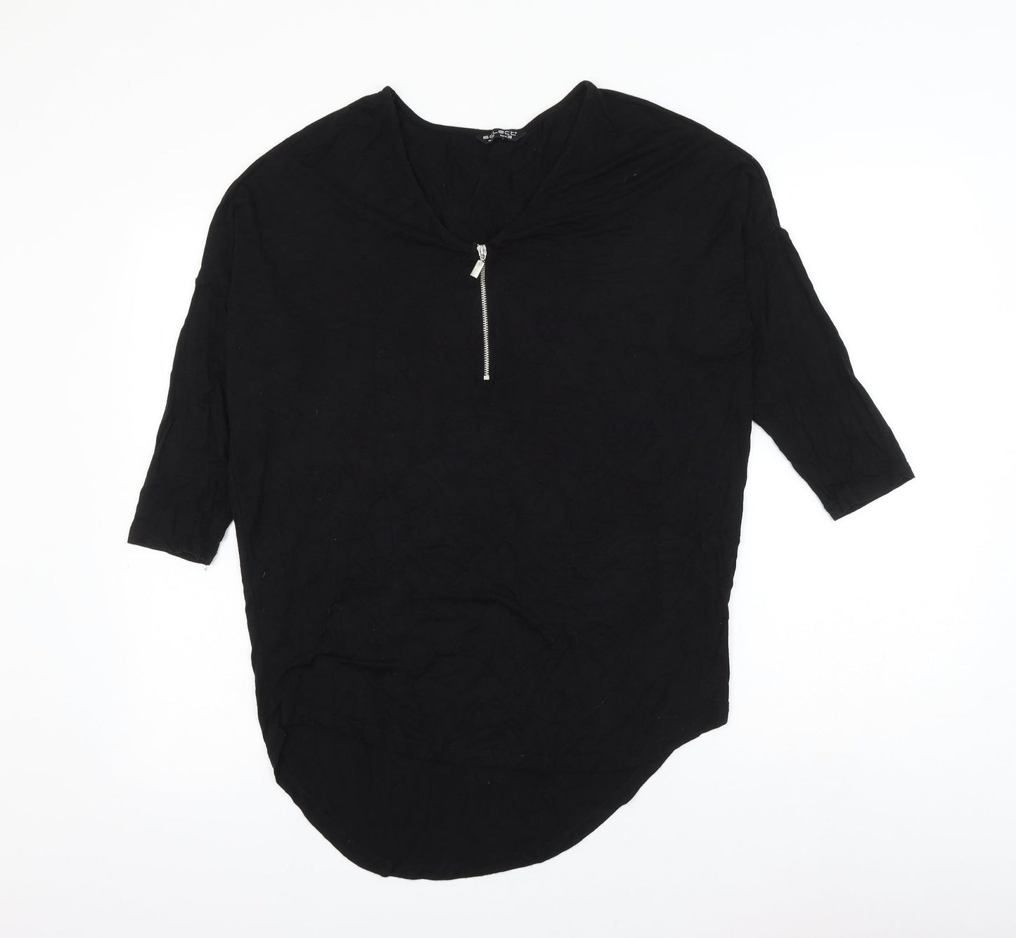 Select Womens Black Viscose Basic Blouse Size 10 V-Neck