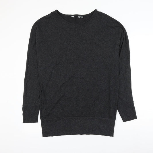 Preworn Womens Grey Round Neck Viscose Pullover Jumper Size 12