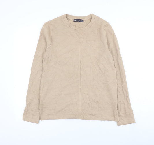 Marks and Spencer Womens Beige Round Neck Cotton Pullover Jumper Size 8