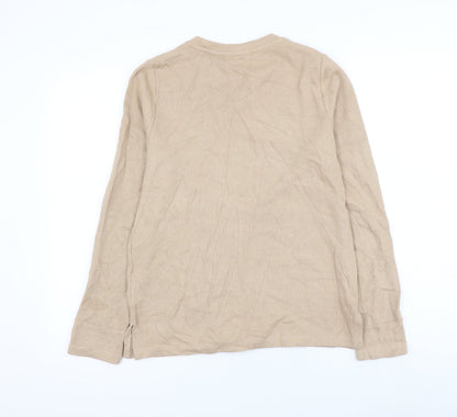 Marks & Spencer Womens Beige Round Neck Cotton Pullover Jumper Size 8