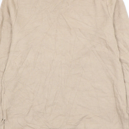 Marks & Spencer Womens Beige Round Neck Cotton Pullover Jumper Size 8