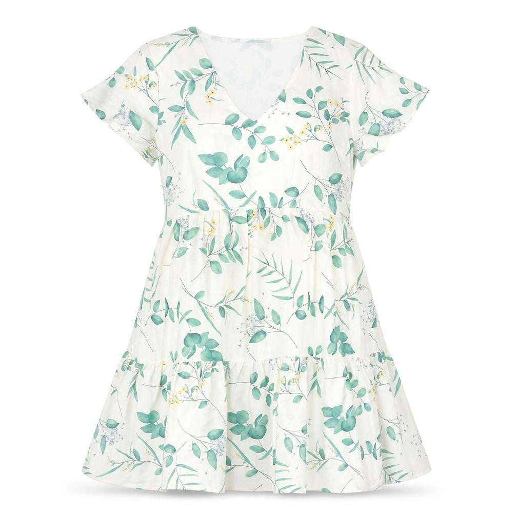 In the Style Womens White Floral Polyester Trapeze & Swing Size 10 V-Neck Pullover