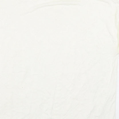 Zara Womens Ivory Geometric Polyester Basic Blouse Size S Boat Neck