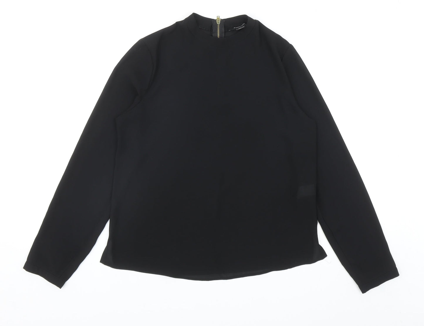 Atmosphere Womens Black Polyester Basic Blouse Size 10 Mock Neck