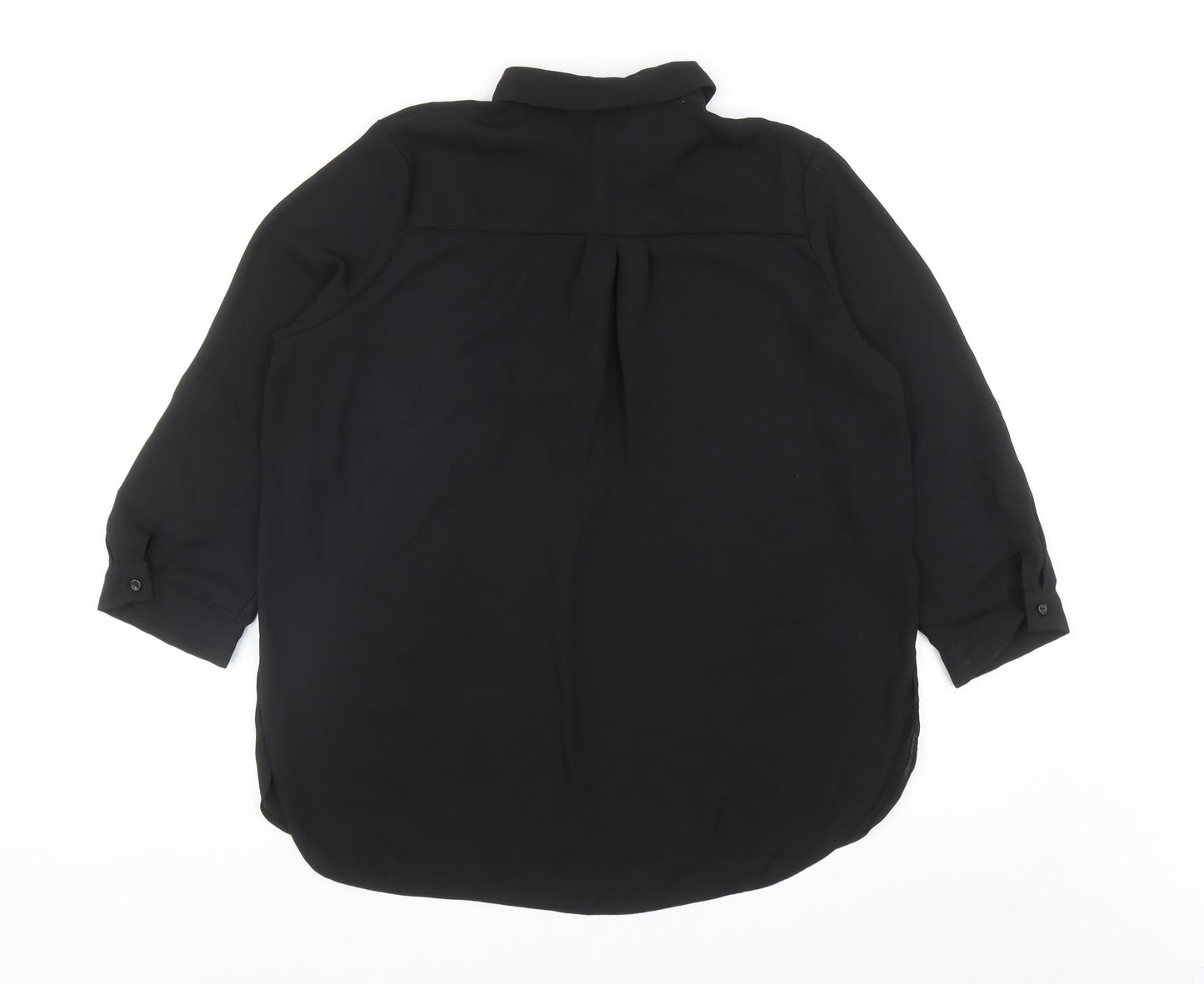 Dorothy Perkins Womens Black Polyester Basic Button-Up Size 14 Collared