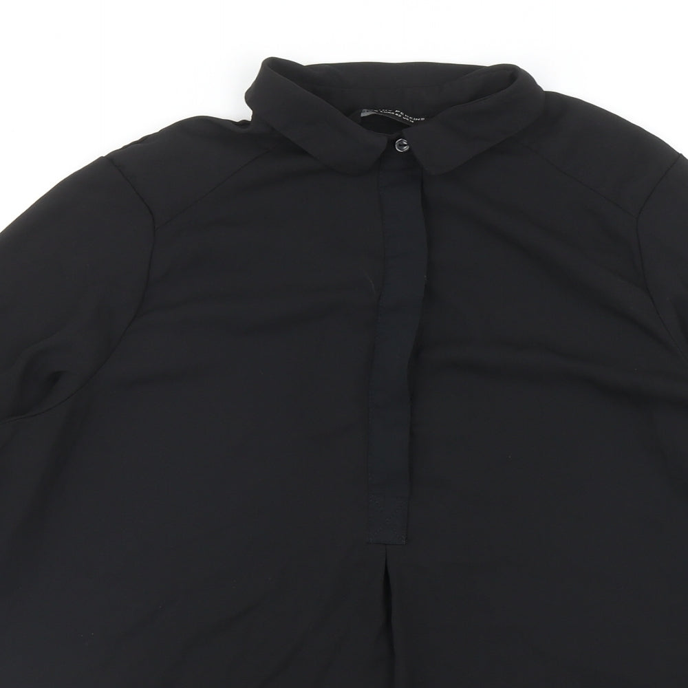 Dorothy Perkins Womens Black Polyester Basic Button-Up Size 14 Collared