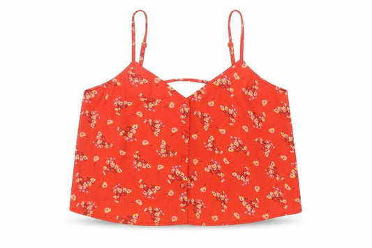 ASOS Womens Red Floral Polyester Camisole Tank Size 14 V-Neck - Cropped