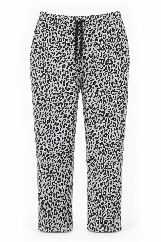 Society Eight Womens Grey Animal Print Polyester Sweatpants Trousers Size S L28 in Regular Drawstring - Leopard Print