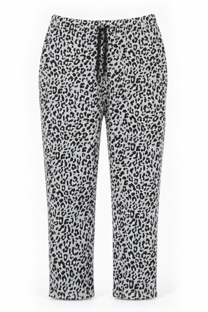 Society Eight Womens Grey Animal Print Polyester Sweatpants Trousers Size S L28 in Regular Drawstring - Leopard Print