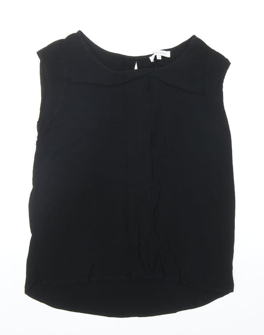 Second Female Womens Black Viscose Basic Blouse Size M Boat Neck