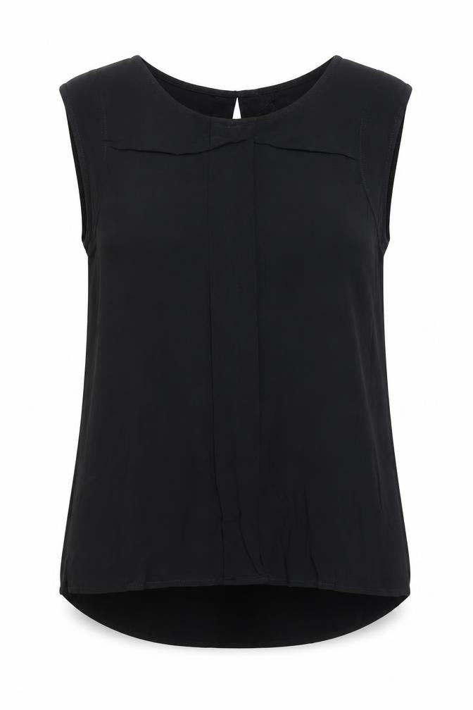 Second Female Womens Black Viscose Basic Blouse Size M Boat Neck