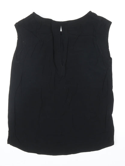 Second Female Womens Black Viscose Basic Blouse Size M Boat Neck