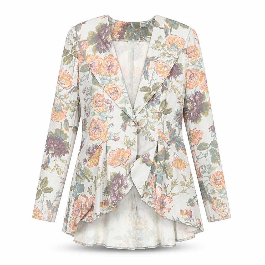 Classics Woman Womens Multicoloured Floral Jacket Blazer Size 10 Button