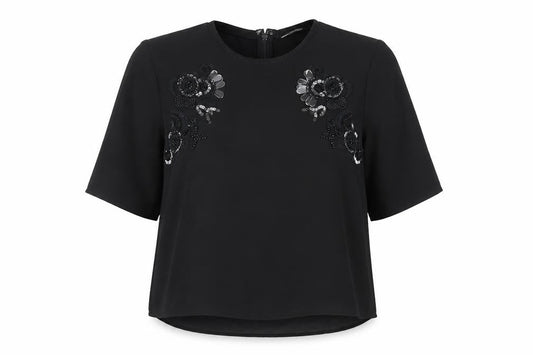 Marks and Spencer Womens Black Polyester Basic Blouse Size 8 Round Neck