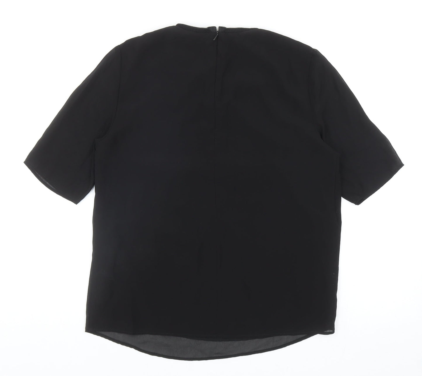 Marks and Spencer Womens Black Polyester Basic Blouse Size 8 Round Neck