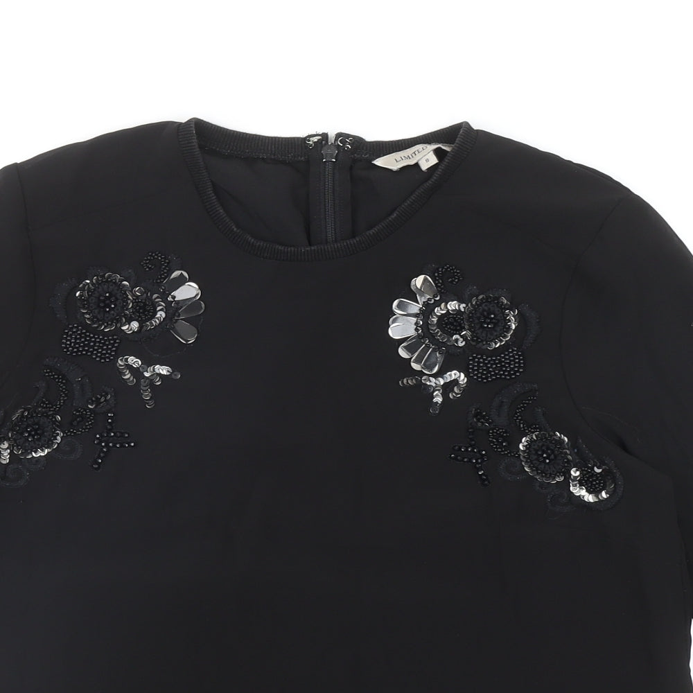 Marks and Spencer Womens Black Polyester Basic Blouse Size 8 Round Neck