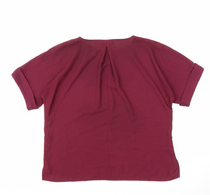 ASOS Womens Purple Polyester Basic Blouse Size 14 Round Neck - Slit sides