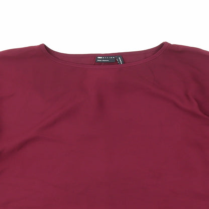 ASOS Womens Purple Polyester Basic Blouse Size 14 Round Neck - Slit sides