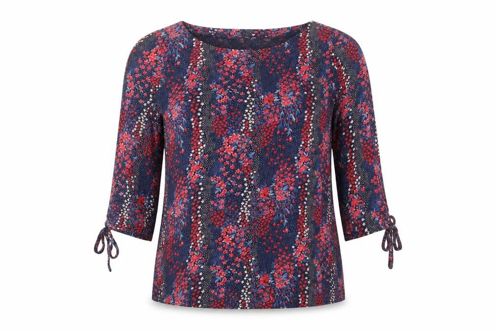 Monsoon Womens Multicoloured Floral 100% Cotton Basic Blouse Size 8 Round Neck