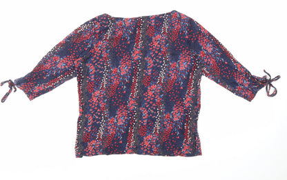 Monsoon Womens Multicoloured Floral 100% Cotton Basic Blouse Size 8 Round Neck