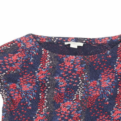 Monsoon Womens Multicoloured Floral 100% Cotton Basic Blouse Size 8 Round Neck