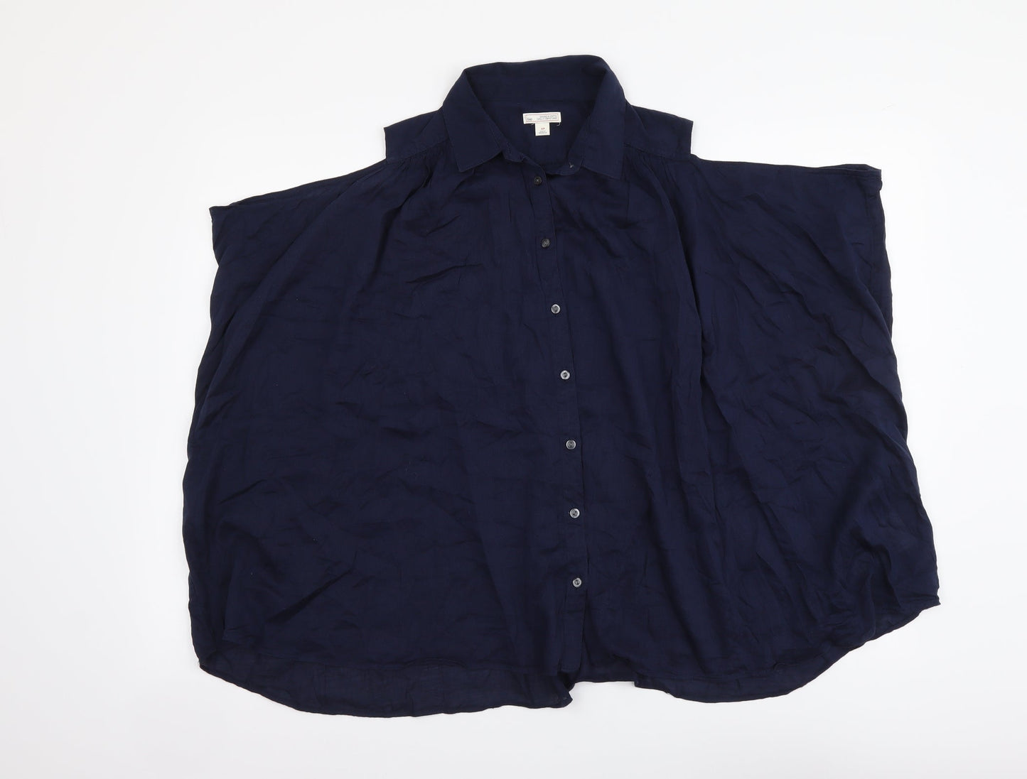 Gap Womens Blue Cotton Basic Blouse Size S Collared