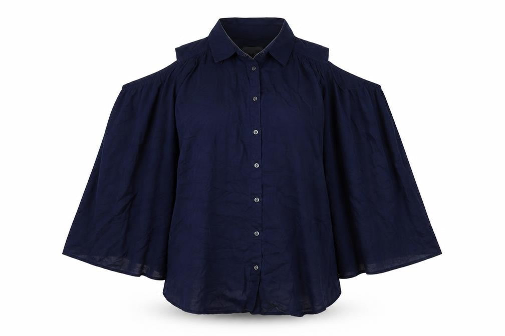 Gap Womens Blue Cotton Basic Blouse Size S Collared
