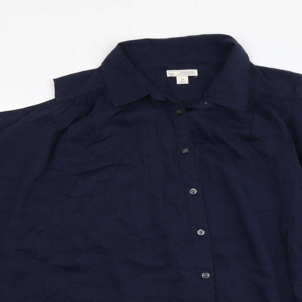 Gap Womens Blue Cotton Basic Blouse Size S Collared