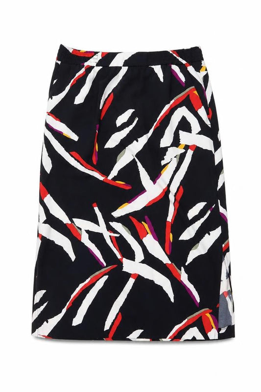 Marks & Spencer Womens Multicoloured Geometric Viscose A-Line Skirt Size 28 in