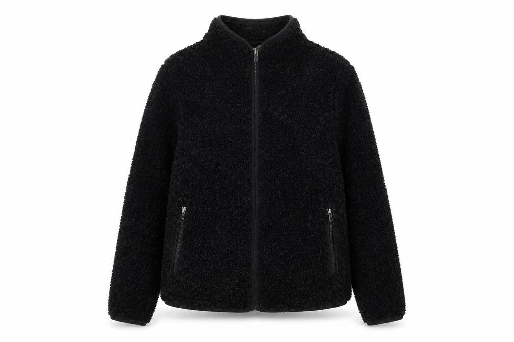 Preworn Womens Black Polyester Full Zip Sweatshirt Size 12 Zip
