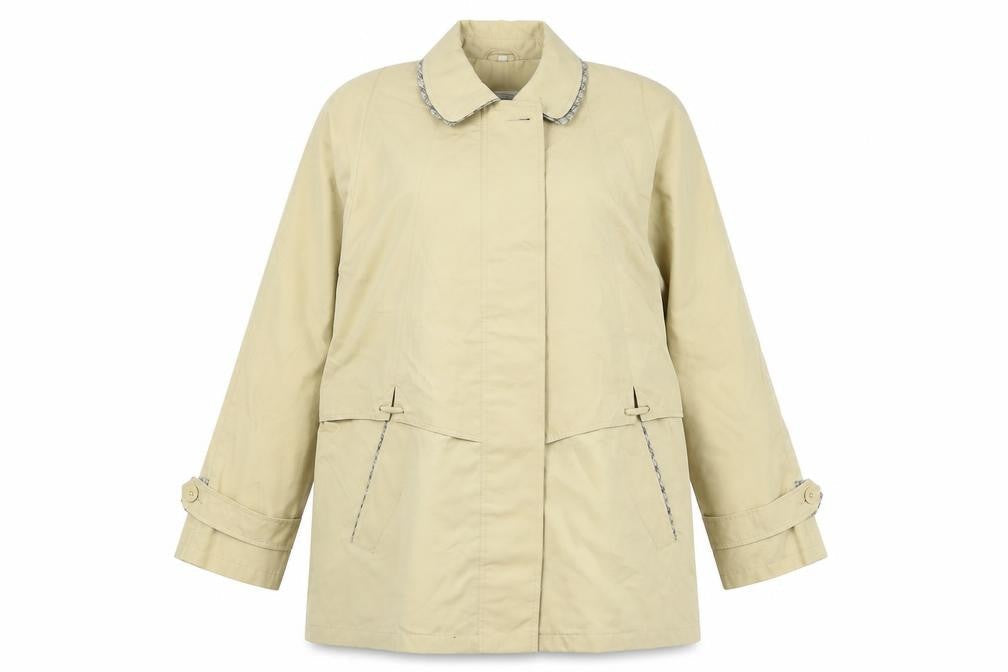 Compliments Womens Beige Pea Coat Coat Size 16 Button