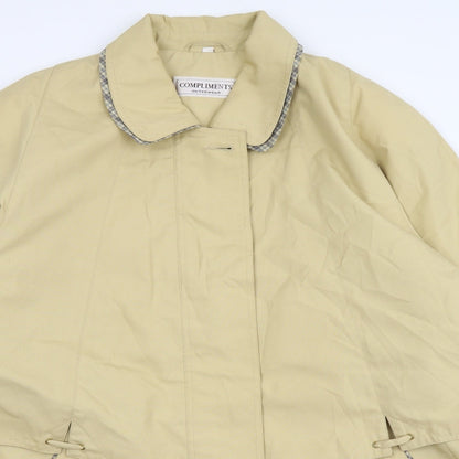 Compliments Womens Beige Pea Coat Coat Size 16 Button