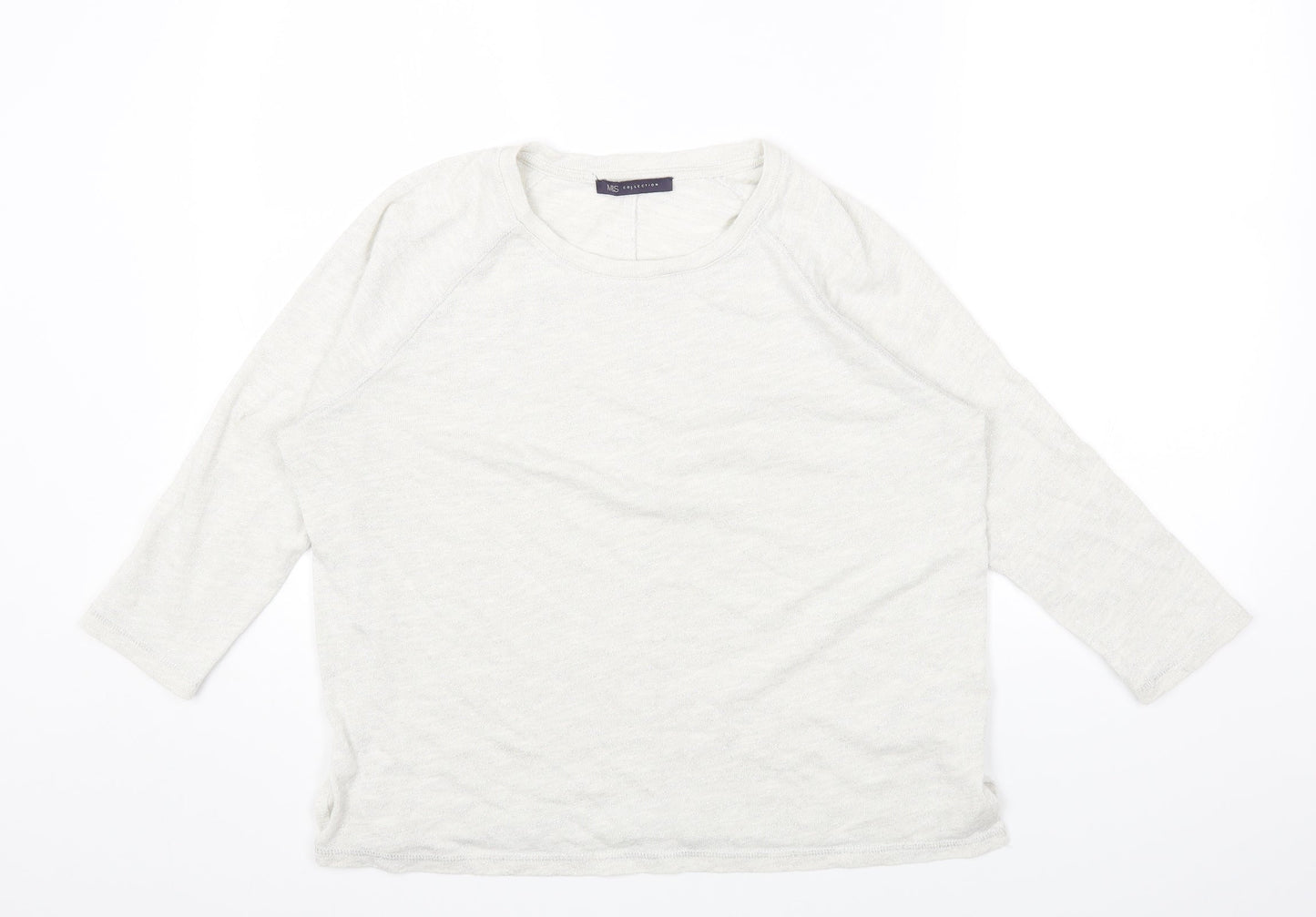 Marks and Spencer Womens Grey Round Neck Cotton Pullover Jumper Size 12