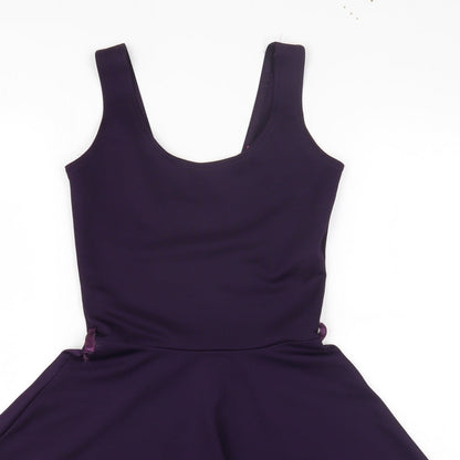 Boohoo Womens Purple Polyester Fit & Flare Size 8 Scoop Neck Pullover