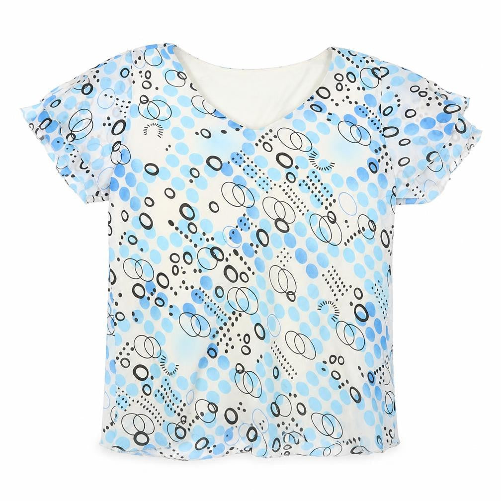 Soul Womens Multicoloured Geometric Polyester Basic T-Shirt Size 14 V-Neck
