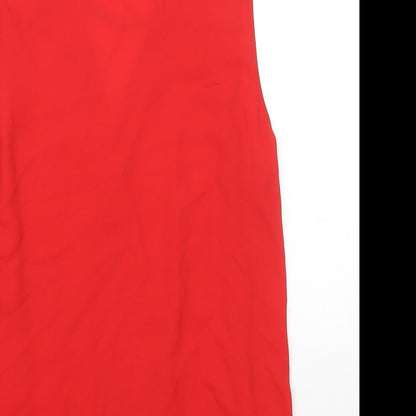 New Look Womens Red Polyester Basic Blouse Size 10 V-Neck - Chain Detail