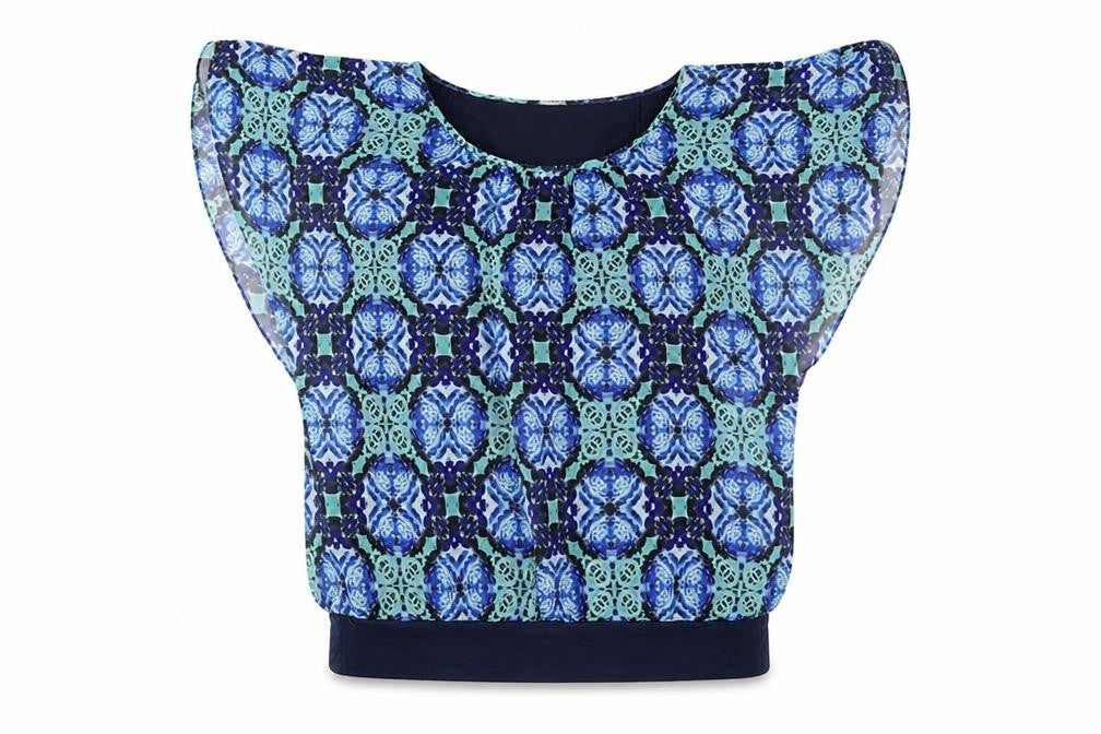 Monsoon Womens Multicoloured Geometric Polyester Basic T-Shirt Size 12 Off the Shoulder